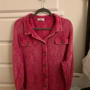 Zenana Outfitters Pink Button Down Shirt